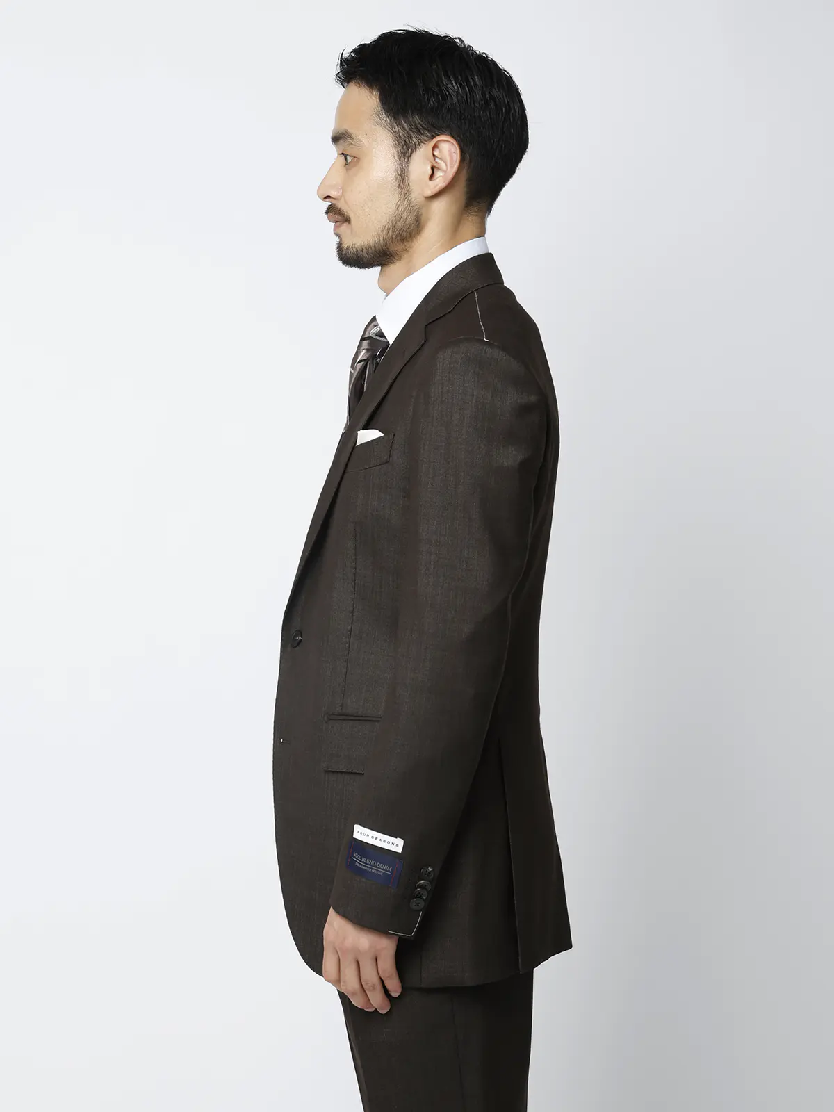 スーツ／ストレッチ／2つボタン／HAND MADE／織柄／CH25 ブラウン 体型（DROP):普通　6DROP(A体),身長:170cm