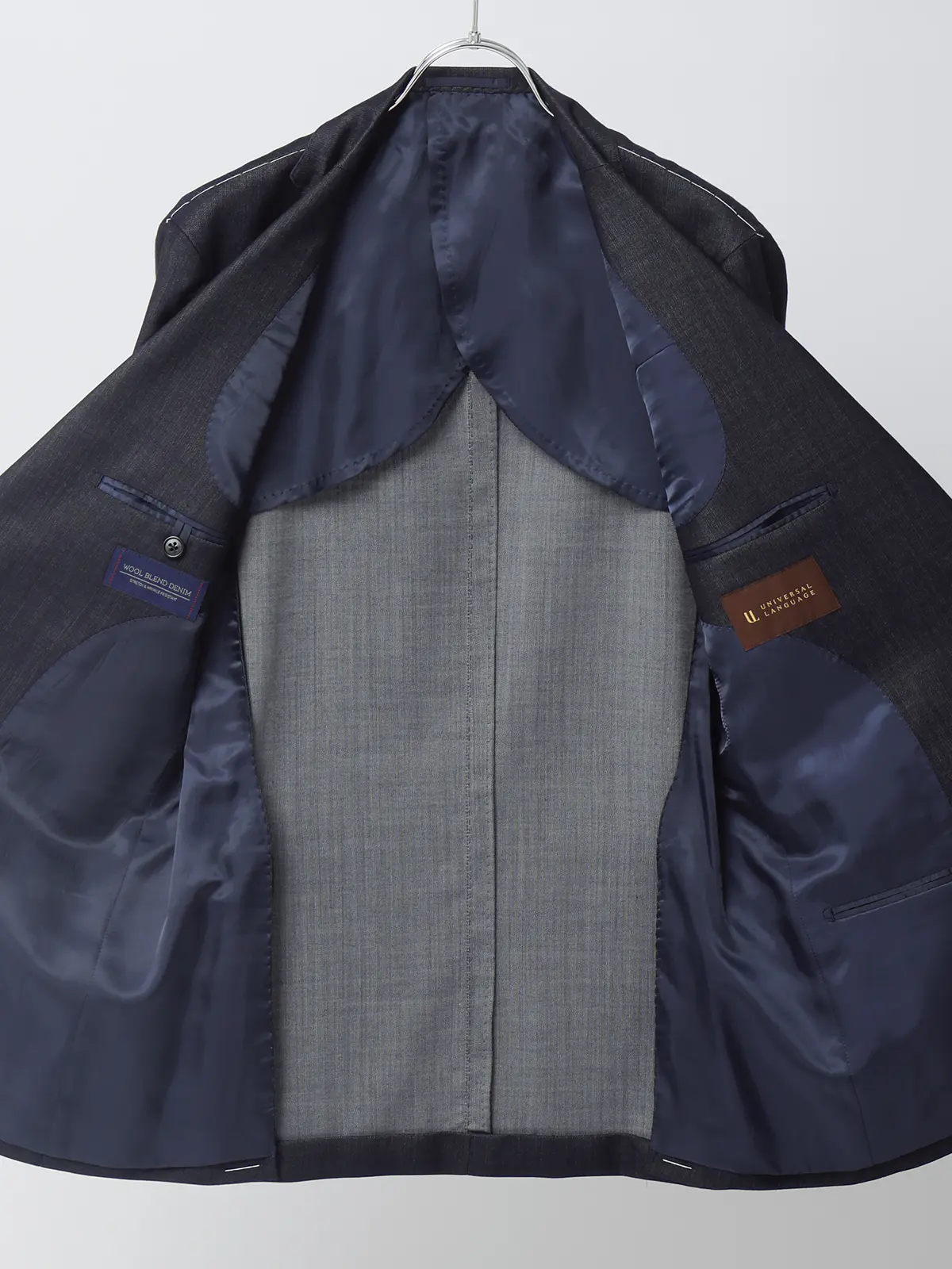 スーツ／ストレッチ／2つボタン／HAND MADE／織柄／CH25 ネイビー 体型（DROP):ややがっしり　4DROP(AB体),身長:185cm