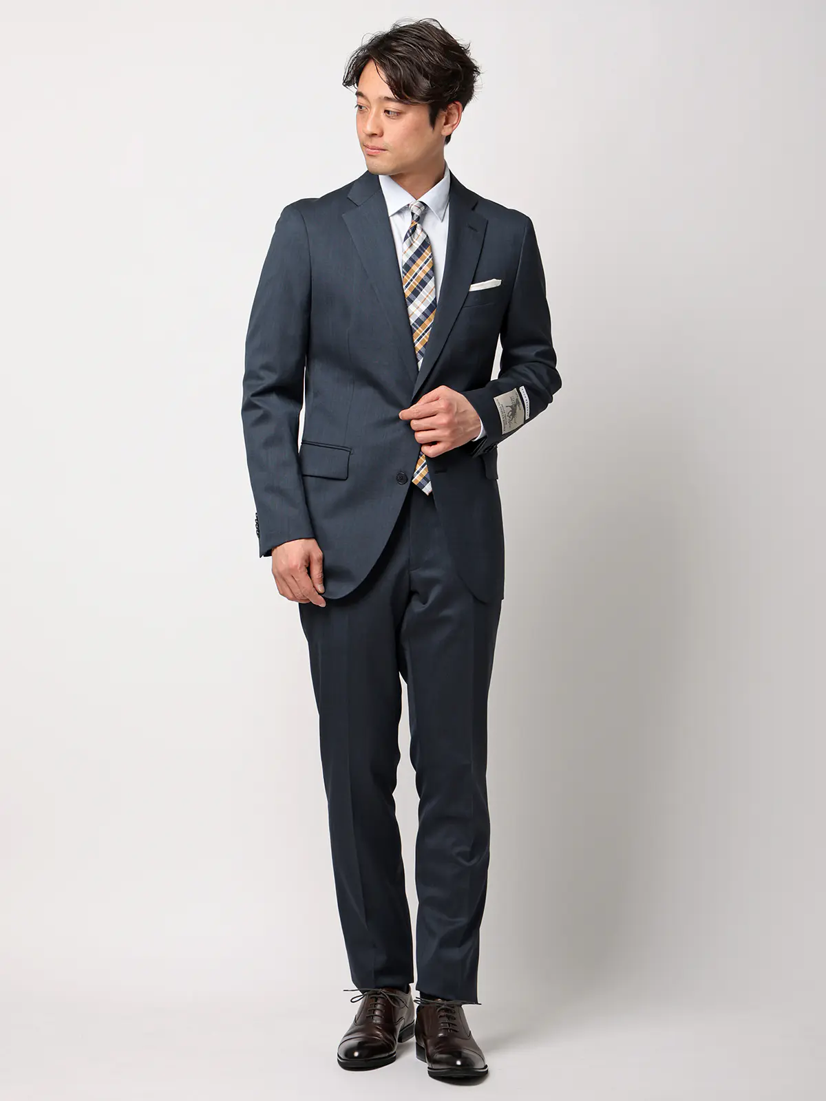 スーツ／ウォッシャブル／2つボタン／Premium Wool Blend／ピンヘッド／CH25 ブルー 体型（DROP):スリム　8DROP(YA体),身長:160cm