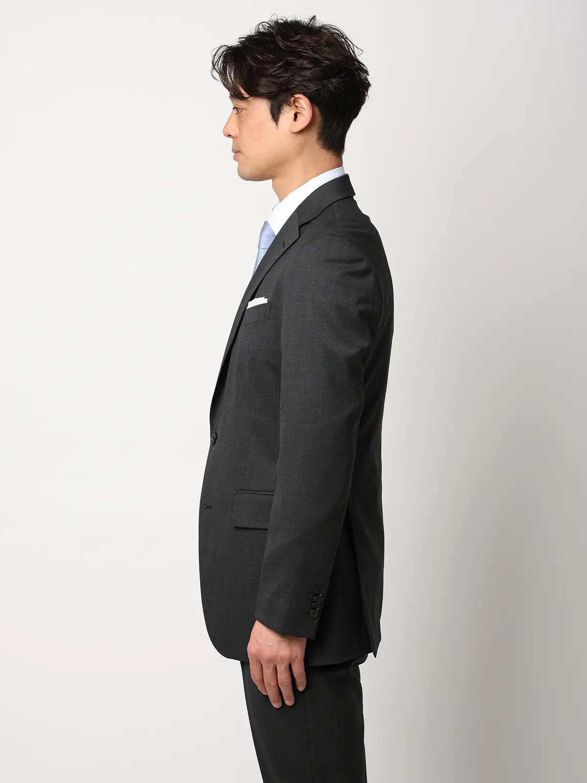 スーツ／ウォッシャブル／2つボタン／Premium Wool Blend／無地／CH25 チャコール 体型（DROP):スリム　8DROP(YA体),身長:160cm