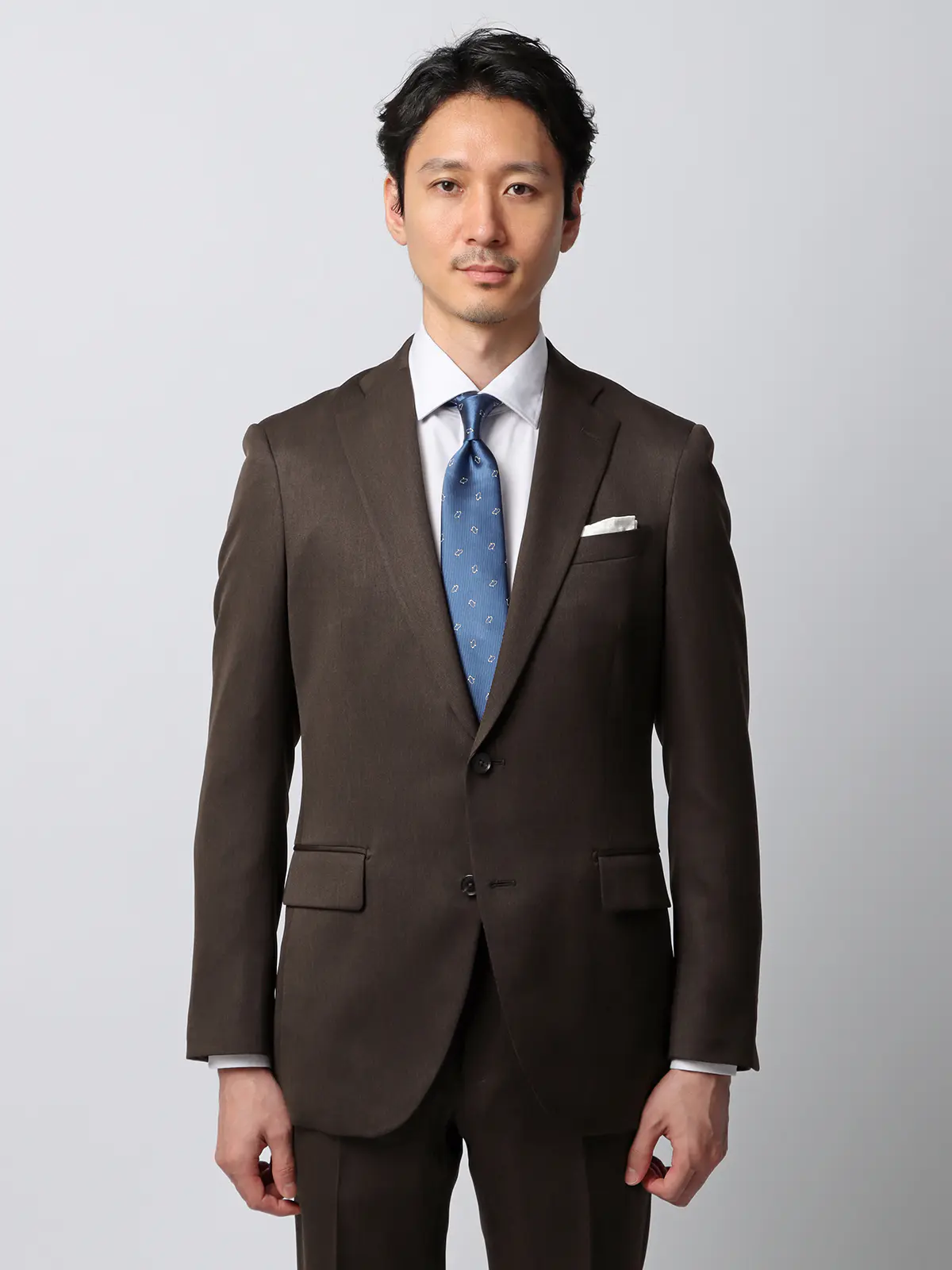 WEB限定／スーツ／ウォッシャブル／ストレッチ／2つボタン／マイクロパターン／CH27 ブラウン 体型（DROP):スリム　8DROP(YA体),身長:160cm