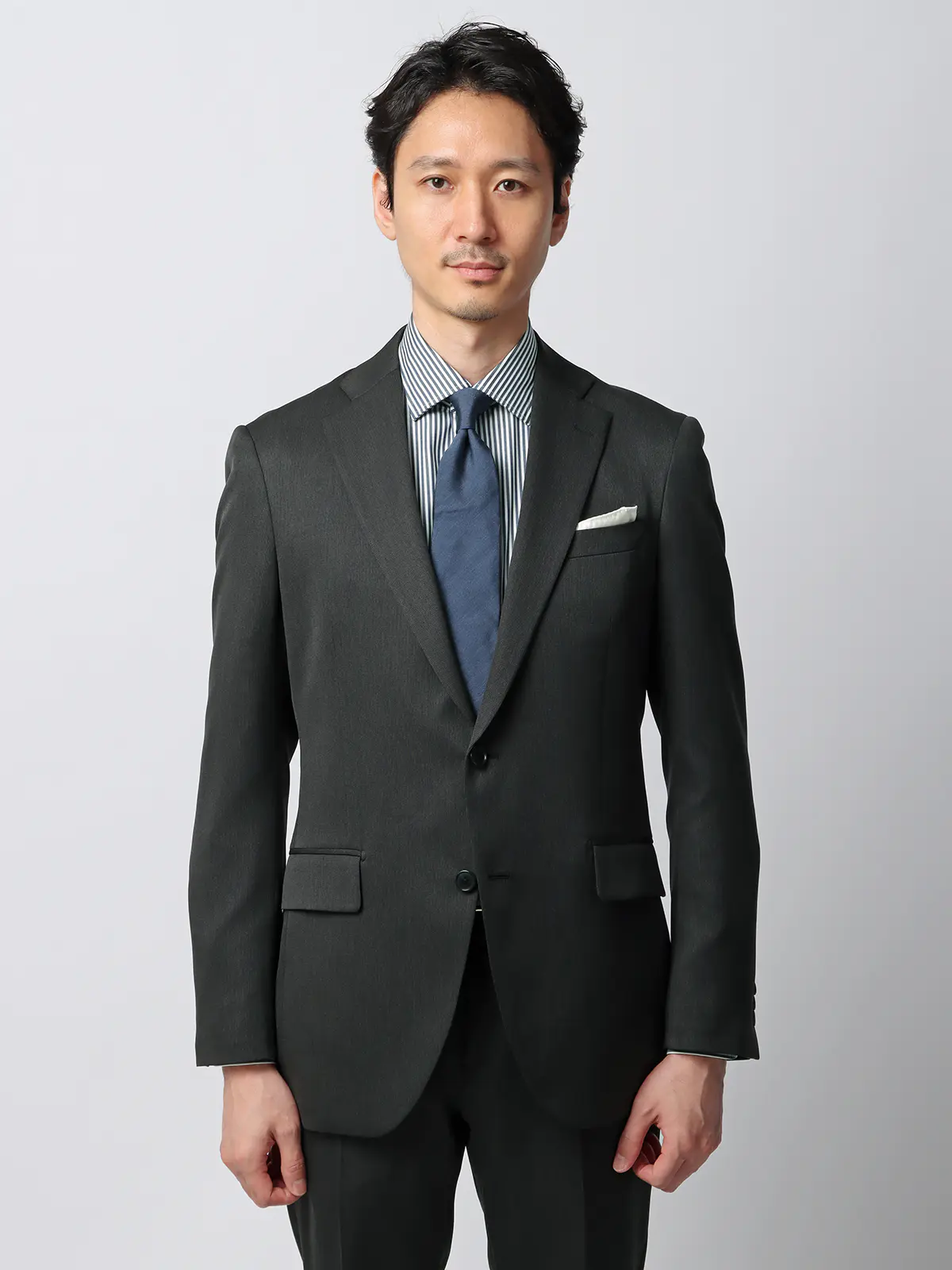 WEB限定／スーツ／ウォッシャブル／ストレッチ／2つボタン／マイクロパターン／CH27 グレー 体型（DROP):スリム　8DROP(YA体),身長:160cm