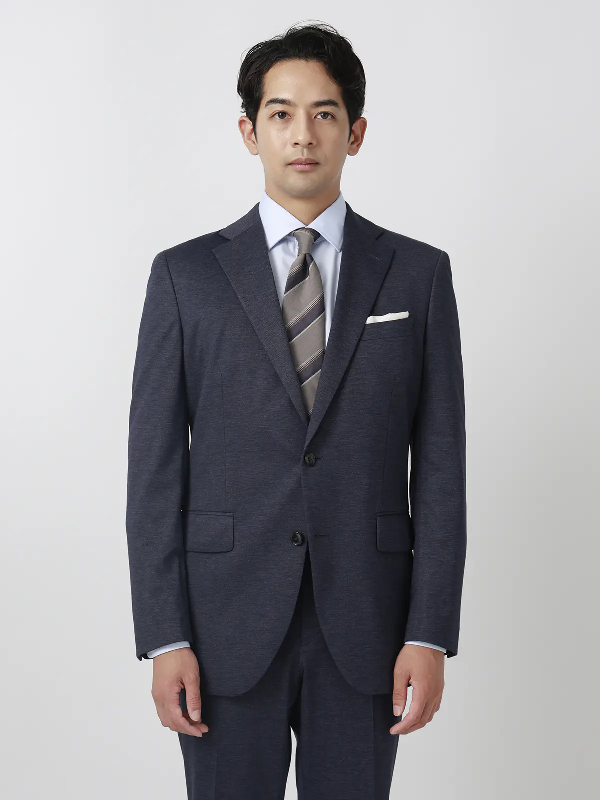 伸びるスーツ～Jersey～／ウォッシャブル／ストレッチ／2つボタン／織柄／CH25 ブルー 体型（DROP):スリム　8DROP(YA体),身長:160cm
