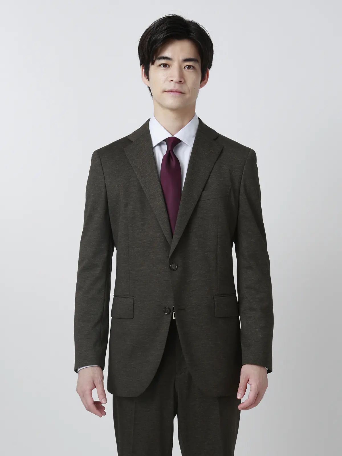 伸びるスーツ~Jersey~/ウォッシャブル/ストレッチ/2つボタン/織柄/CH25 ブラウン 体型(DROP):スリム 8DROP(YA体),身長:170cm