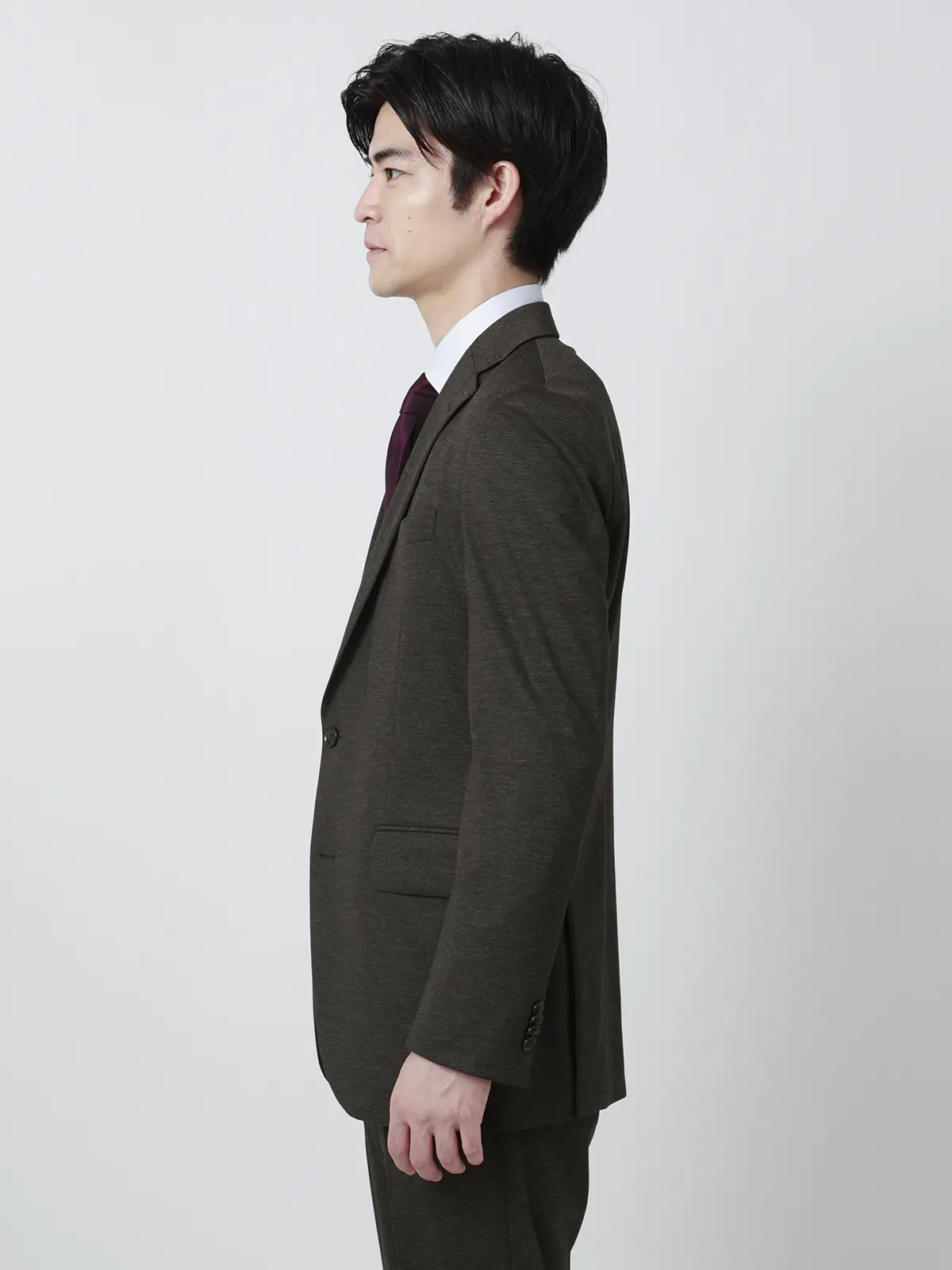 伸びるスーツ~Jersey~/ウォッシャブル/ストレッチ/2つボタン/織柄/CH25 ブラウン 体型(DROP):スリム 8DROP(YA体),身長:170cm