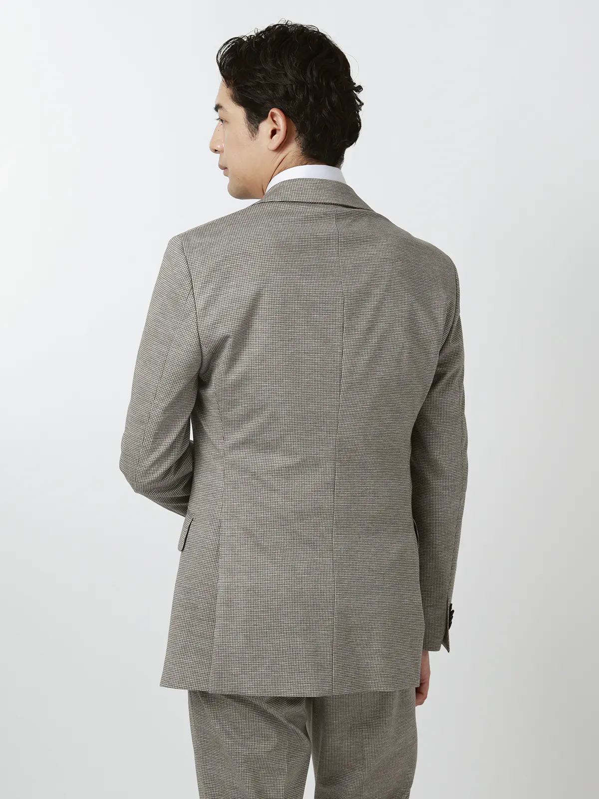 伸びるスーツ~Jersey~/ウォッシャブル/ストレッチ/2つボタン/ハウンドトゥース/CH25 ベージュ 体型(DROP):スリム 8DROP(YA体),身長:160cm