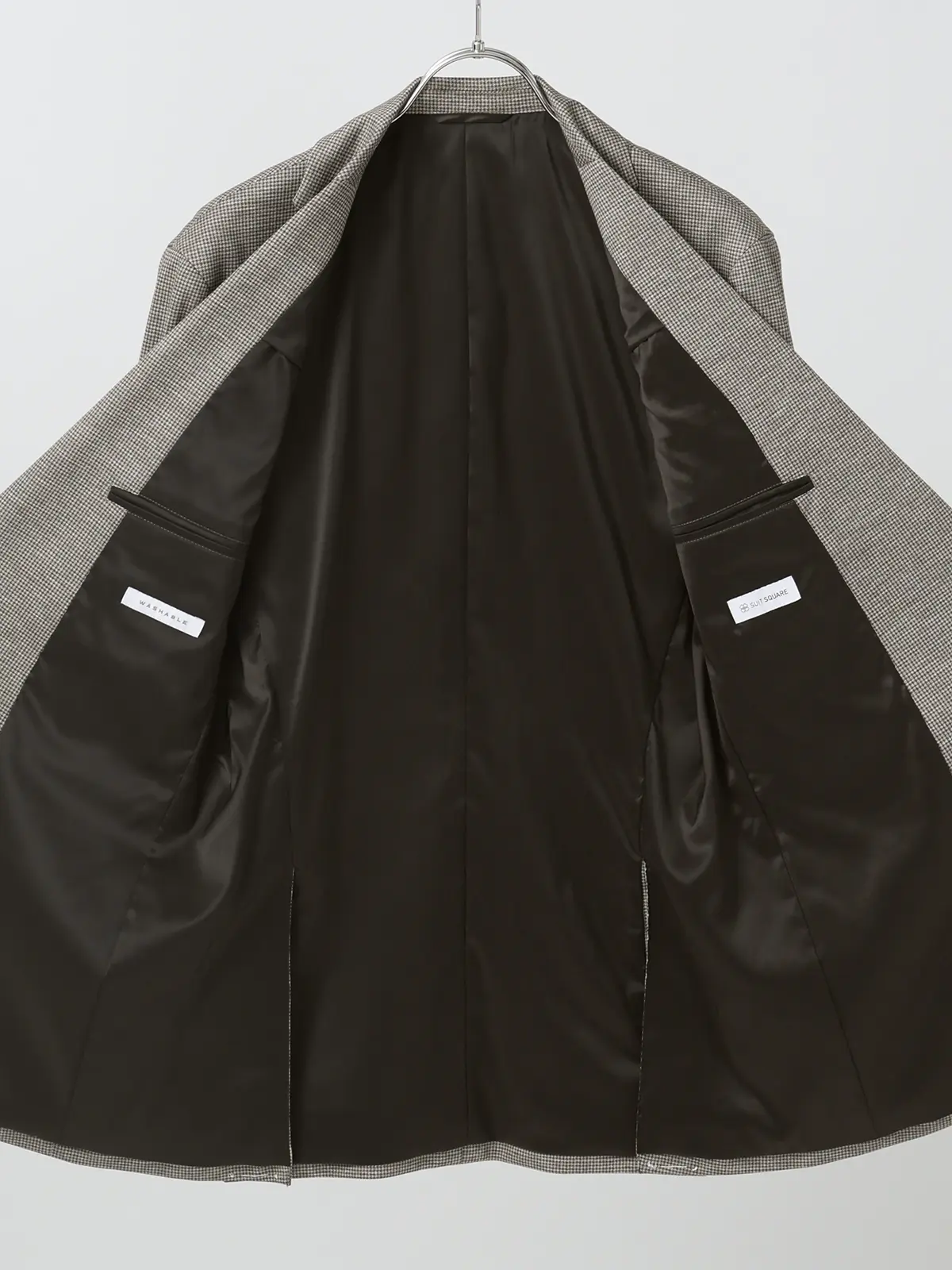 伸びるスーツ~Jersey~/ウォッシャブル/ストレッチ/2つボタン/ハウンドトゥース/CH25 ベージュ 体型(DROP):スリム 8DROP(YA体),身長:160cm