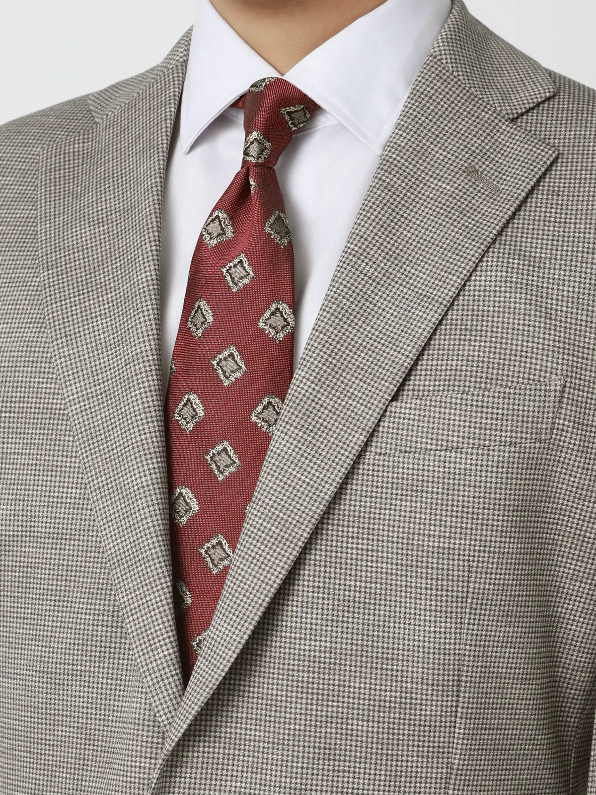 伸びるスーツ~Jersey~/ウォッシャブル/ストレッチ/2つボタン/ハウンドトゥース/CH25 ベージュ 体型(DROP):スリム 8DROP(YA体),身長:160cm