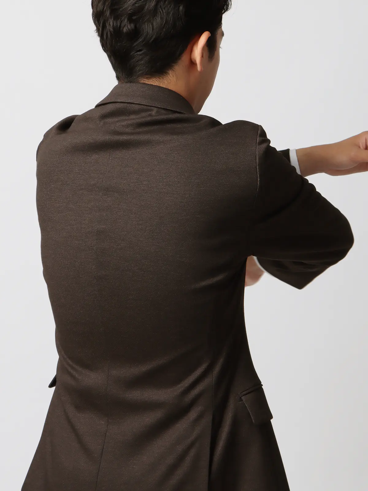 伸びるスーツ～Jersey～／ウォッシャブル／ストレッチ／2つボタン／無地／CH27 ブラウン 体型（DROP):普通　6DROP(A体),身長:160cm