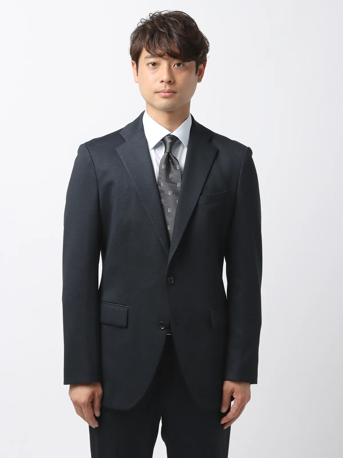 伸びるスーツ～Jersey～／ウォッシャブル／ストレッチ／2つボタン／無地／CH27 ネイビー 体型（DROP):普通　6DROP(A体),身長:185cm