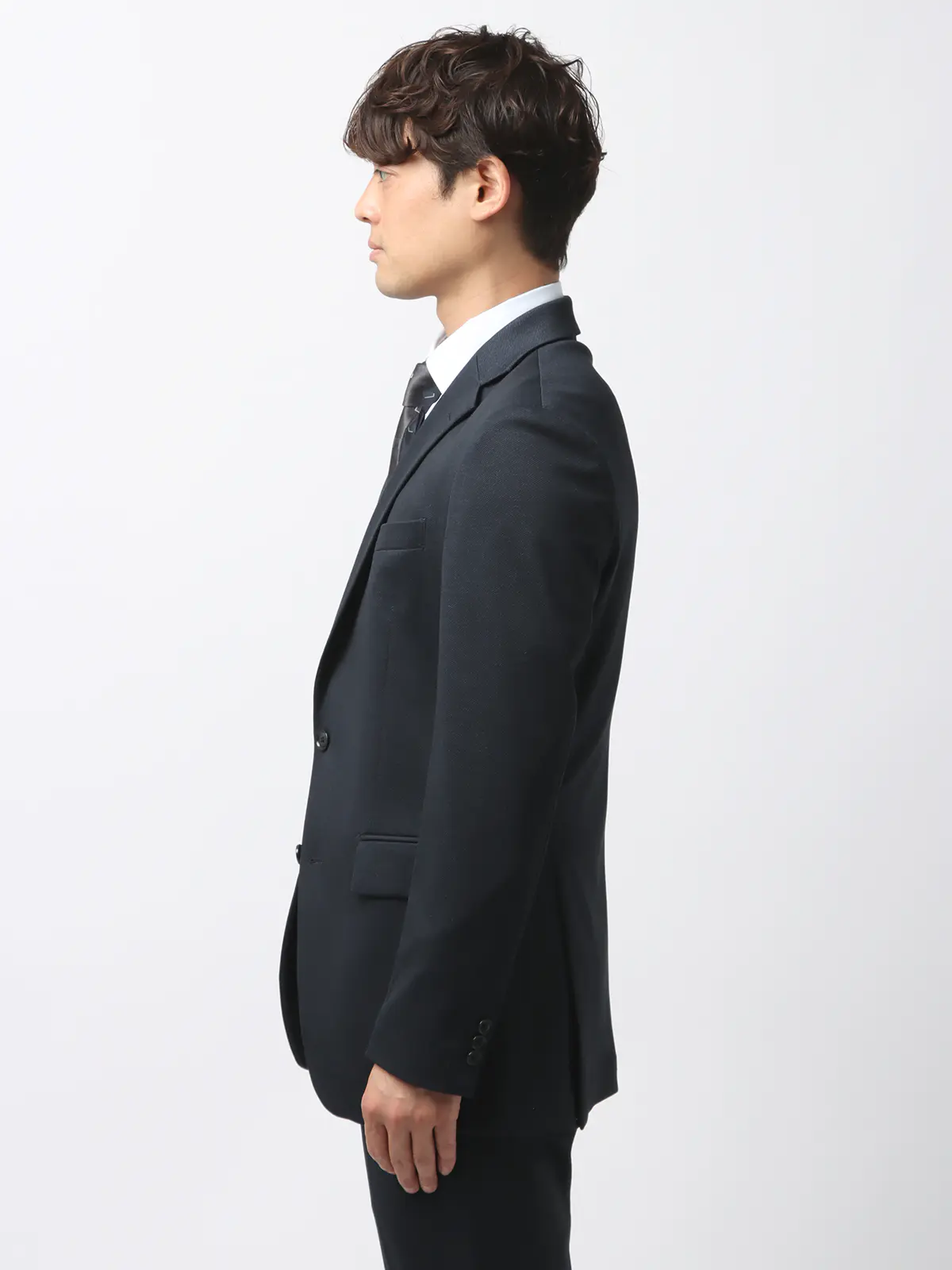 伸びるスーツ～Jersey～／ウォッシャブル／ストレッチ／2つボタン／無地／CH27 ネイビー 体型（DROP):普通　6DROP(A体),身長:185cm