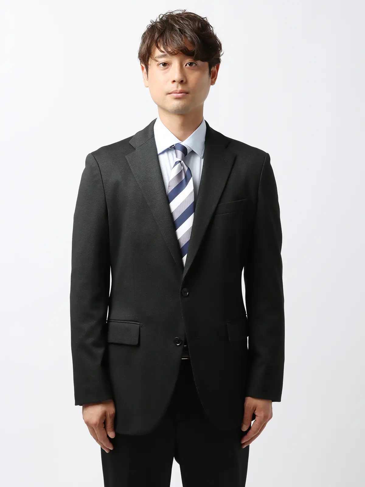 伸びるスーツ～Jersey～／ウォッシャブル／ストレッチ／2つボタン／無地／CH27 グレー 体型（DROP):がっしり　2DROP(BE体),身長:165cm