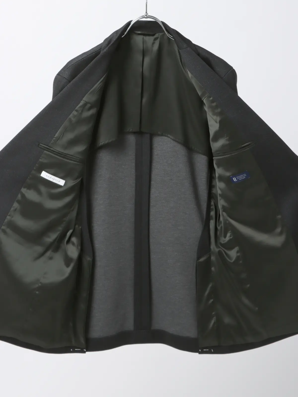 伸びるスーツ～Jersey～／ウォッシャブル／ストレッチ／2つボタン／ウインドーペーン／CH27 グレー系 体型（DROP):がっしり　2DROP(BE体),身長:185cm