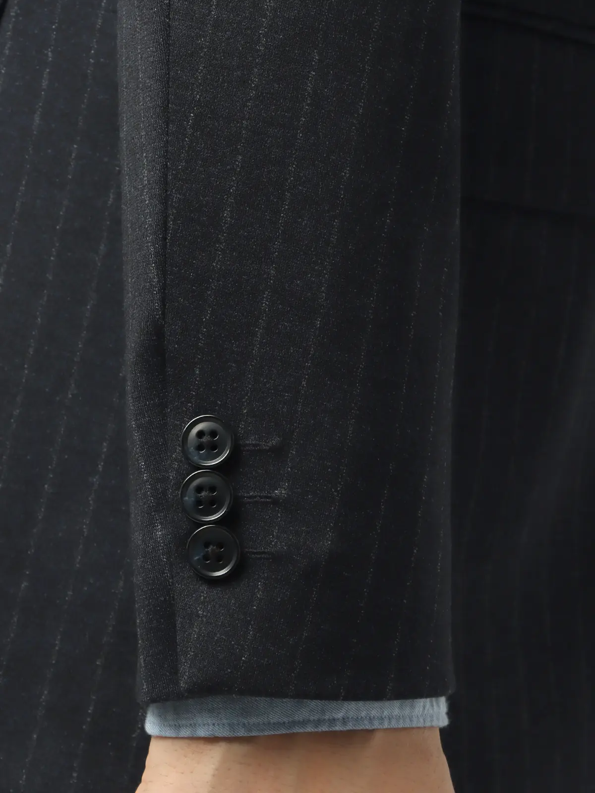 伸びるスーツ～Jersey～／ウォッシャブル／ストレッチ／2つボタン／チョークストライプ／CH27 ネイビー系 体型（DROP):スリム　8DROP(YA体),身長:160cm