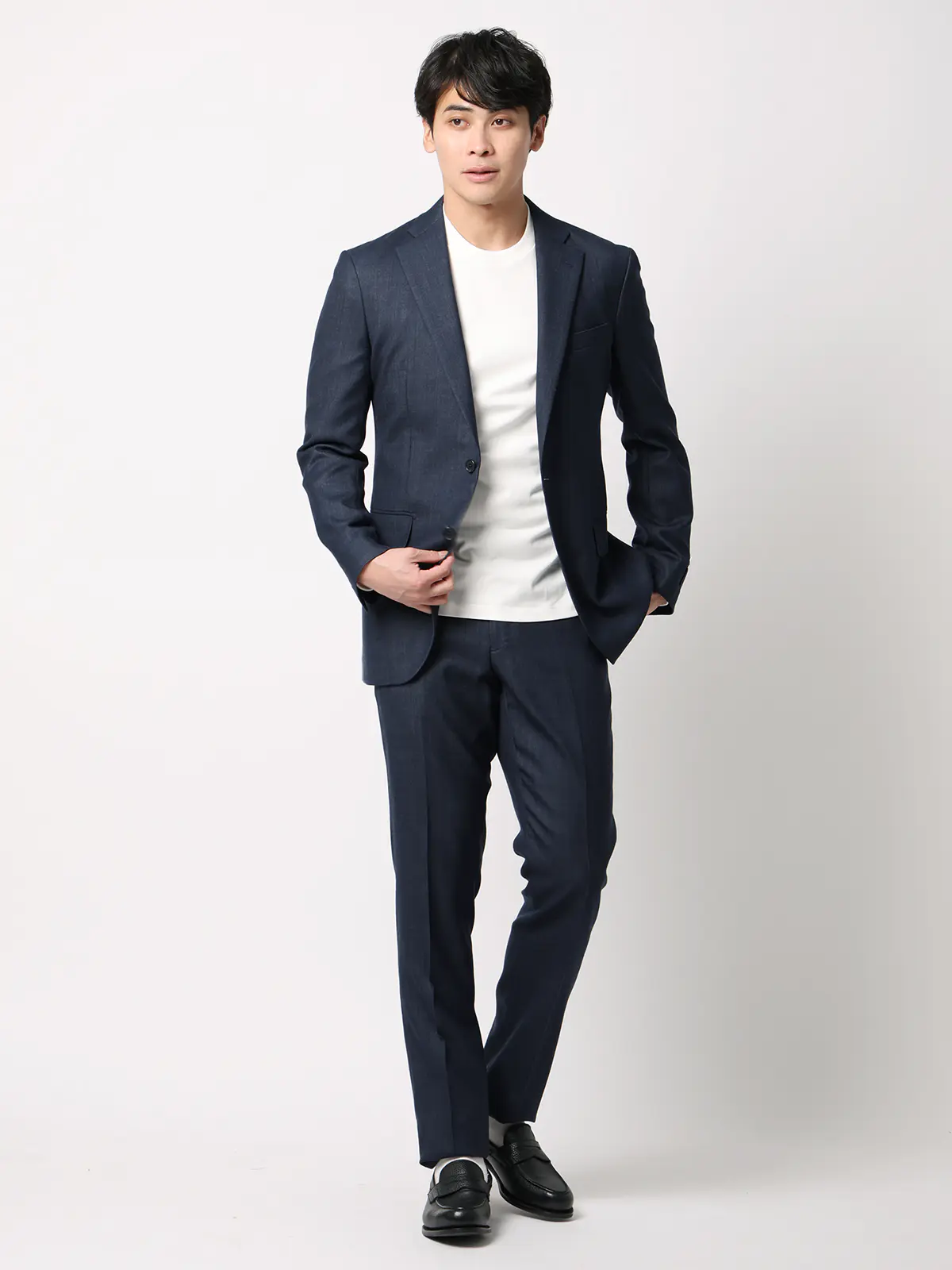 スーツ／スリーピース／ウォッシャブル／ストレッチ／2つボタン／CH25 ネイビー 体型（DROP):スリム　8DROP(YA体),身長:160cm