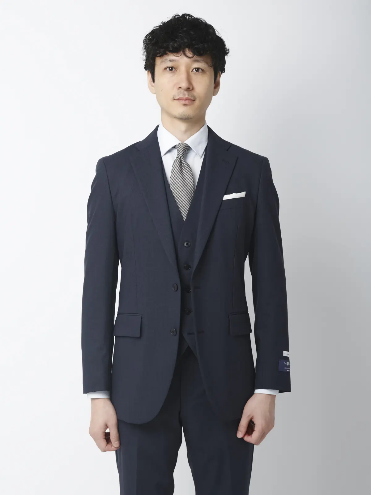 いつどこスリーピーススーツ/ウォッシャブル/2つボタン/Carreman/無地/CH25 ネイビー 体型(DROP):スリム 8DROP(YA体),身長:160cm