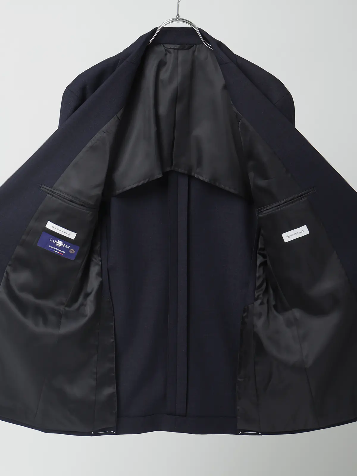 いつどこスリーピーススーツ/ウォッシャブル/2つボタン/Carreman/グレンチェック/CH25 ネイビー 体型(DROP):スリム 8DROP(YA体),身長:160cm