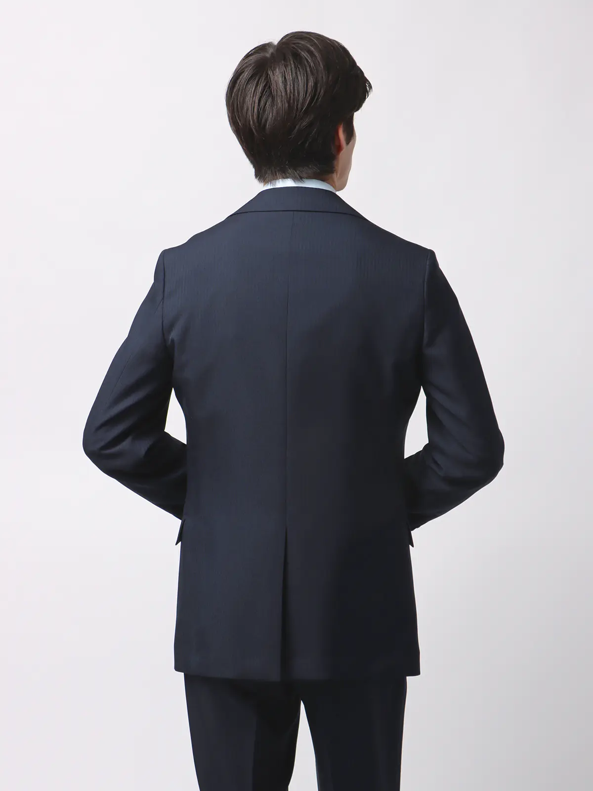 WEB限定／スーツ／スリーピース／ウォッシャブル／2つボタン／ストライプ／裾上げ済 ネイビー 体型（DROP):スリム　8DROP(YA体),身長:165cm