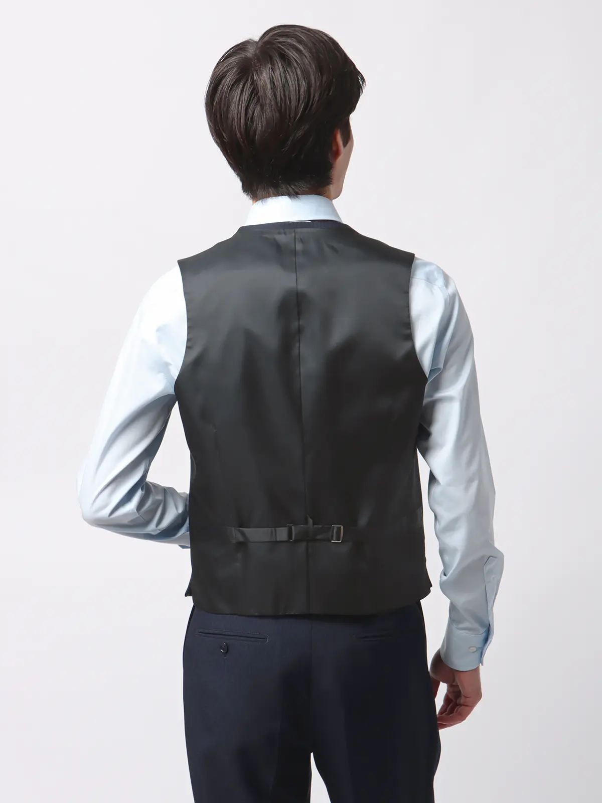 WEB限定／スーツ／スリーピース／ウォッシャブル／2つボタン／ストライプ／裾上げ済 ネイビー 体型（DROP):スリム　8DROP(YA体),身長:165cm