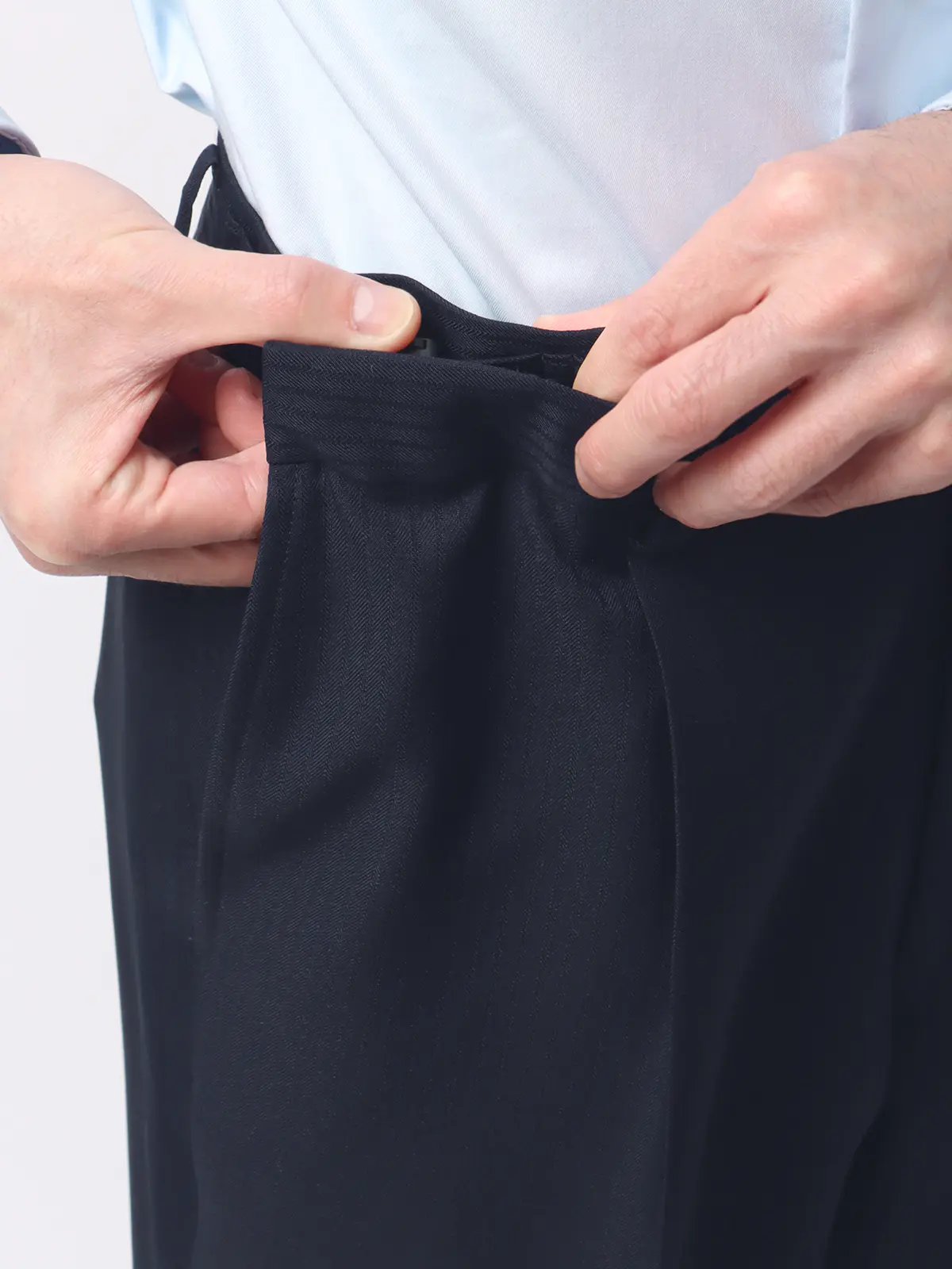 WEB限定／スーツ／スリーピース／ウォッシャブル／2つボタン／ストライプ／裾上げ済 ネイビー 体型（DROP):スリム　8DROP(YA体),身長:165cm