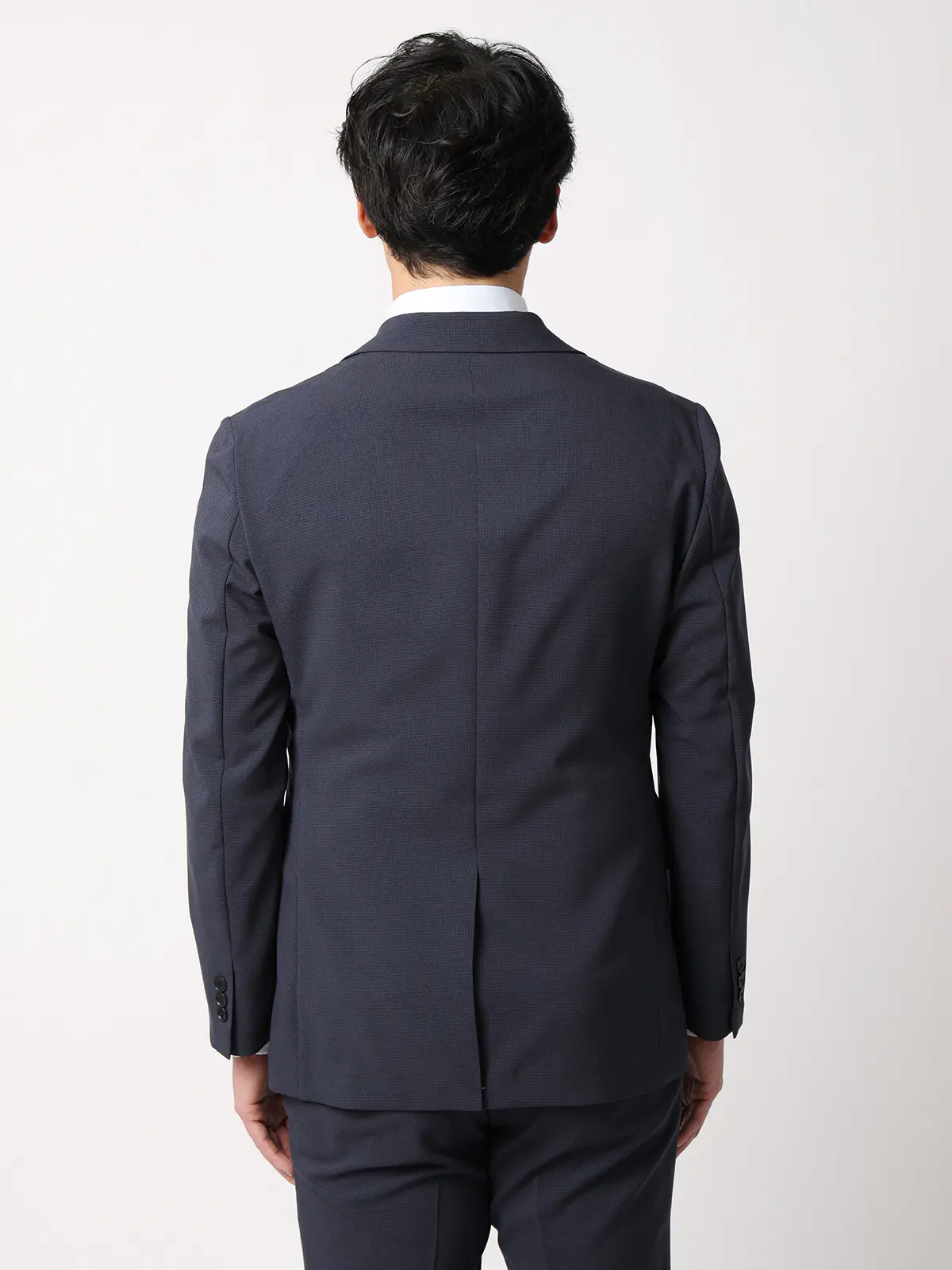 みんなのスーツ／2つボタン／ハウンドトゥース／PRESTIGE TECHNOLOGY／裾上げ済み ネイビー SS