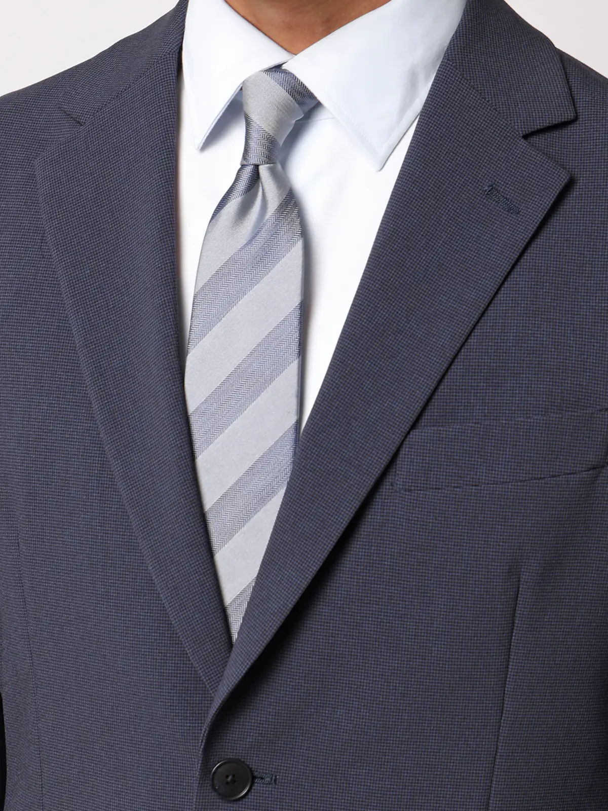 みんなのスーツ／2つボタン／ハウンドトゥース／PRESTIGE TECHNOLOGY／裾上げ済み ネイビー SS