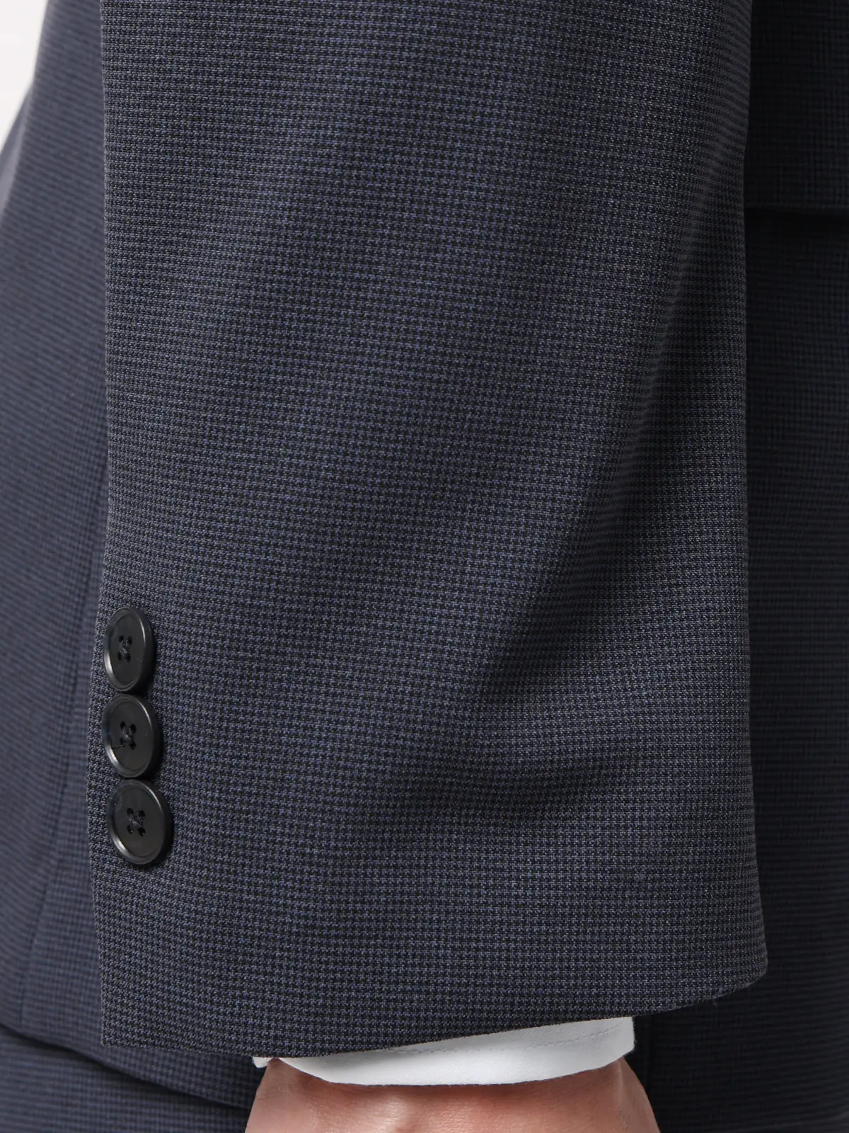 みんなのスーツ／2つボタン／ハウンドトゥース／PRESTIGE TECHNOLOGY／裾上げ済み ネイビー SS