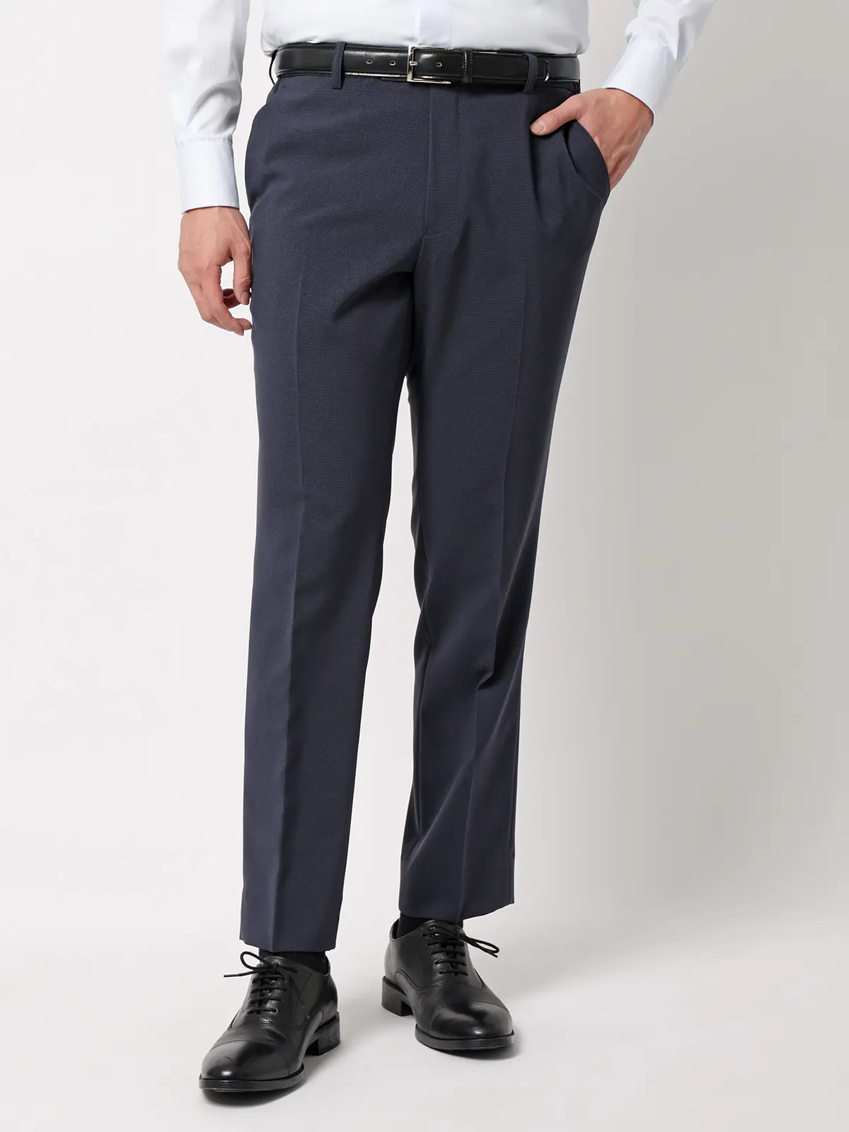 みんなのスーツ／2つボタン／ハウンドトゥース／PRESTIGE TECHNOLOGY／裾上げ済み ネイビー SS