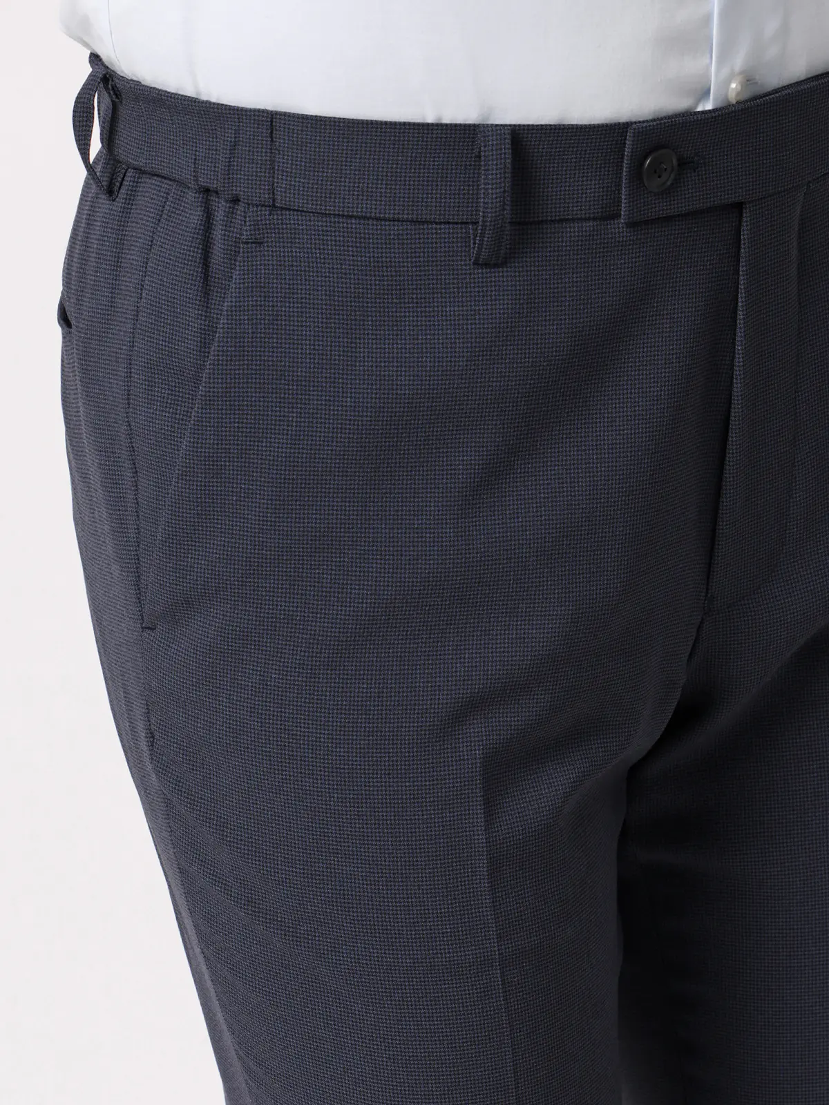 みんなのスーツ／2つボタン／ハウンドトゥース／PRESTIGE TECHNOLOGY／裾上げ済み ネイビー SS