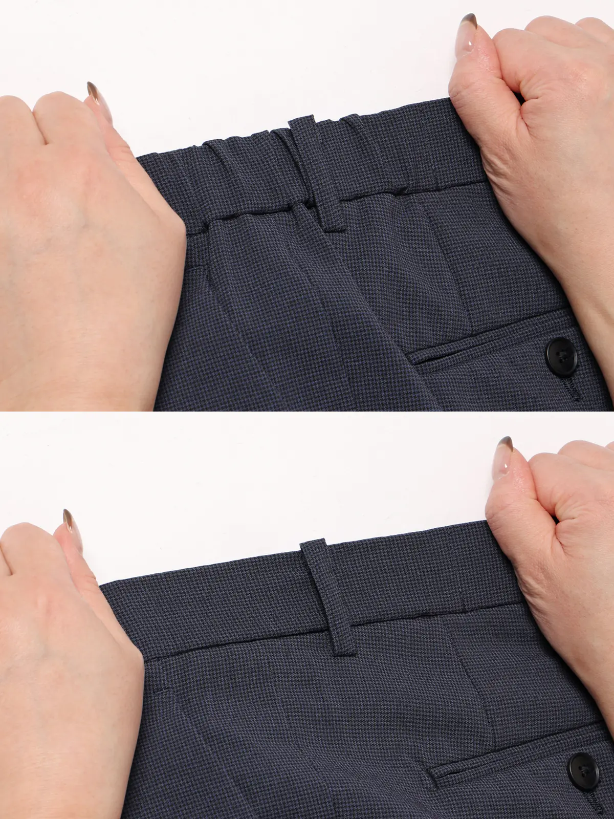 みんなのスーツ／2つボタン／ハウンドトゥース／PRESTIGE TECHNOLOGY／裾上げ済み ネイビー SS