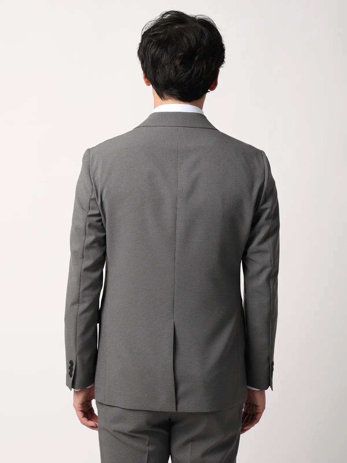 みんなのスーツ／2つボタン／ハウンドトゥース／PRESTIGE TECHNOLOGY／裾上げ済み グレー SS