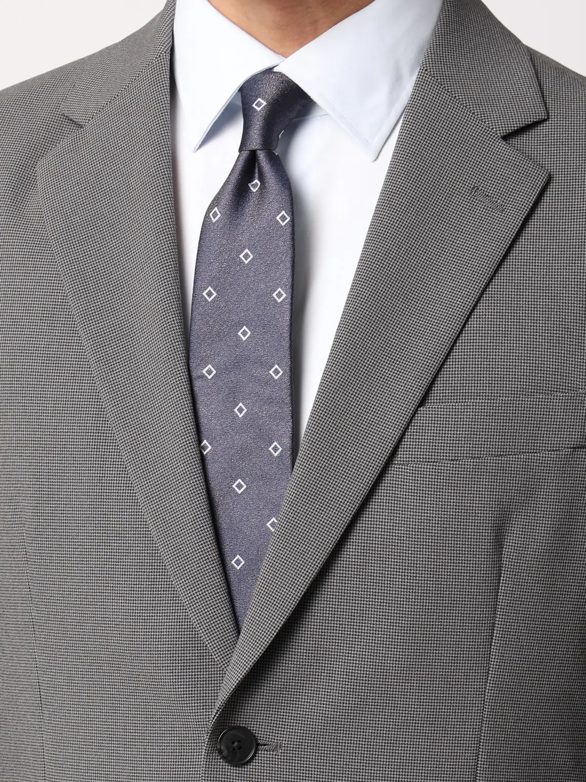 みんなのスーツ／2つボタン／ハウンドトゥース／PRESTIGE TECHNOLOGY／裾上げ済み グレー SS