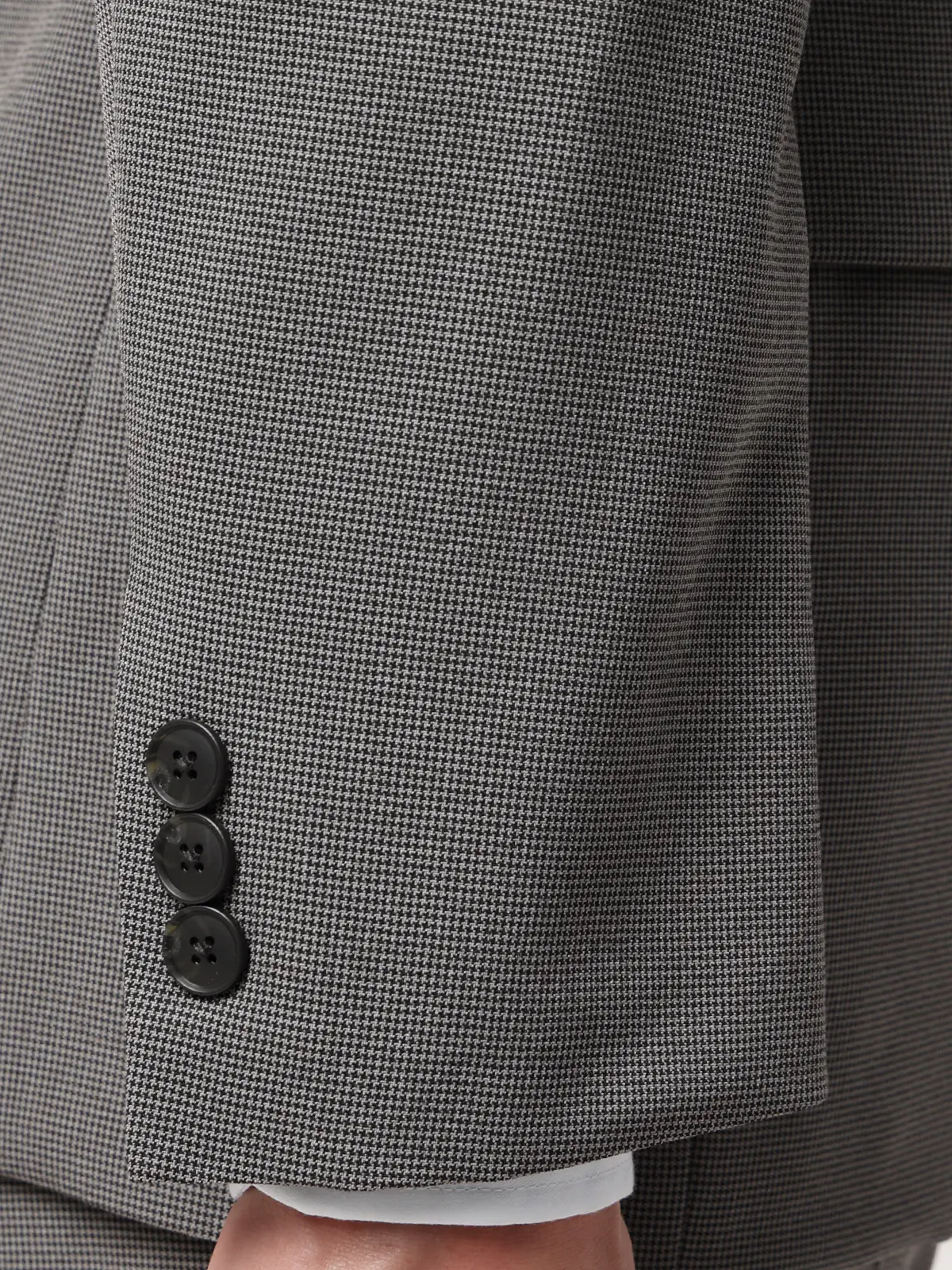 みんなのスーツ／2つボタン／ハウンドトゥース／PRESTIGE TECHNOLOGY／裾上げ済み グレー SS