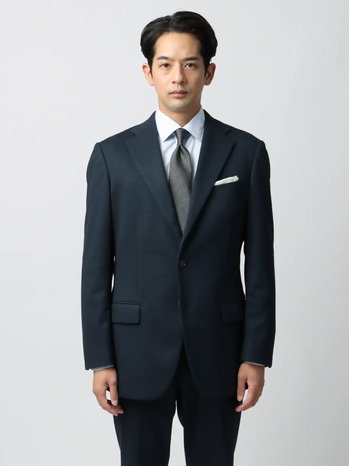 伸びるスーツ~Jersey~/ウォッシャブル/ストレッチ/3つボタン/ハウンドトゥース/TR27 ネイビー 体型(DROP):がっしり 2DROP(BE体),身長:190cm