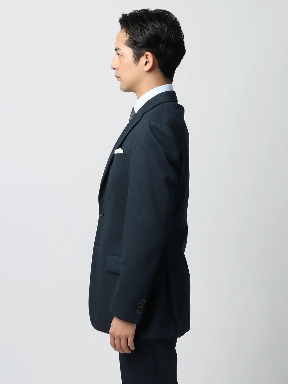 伸びるスーツ~Jersey~/ウォッシャブル/ストレッチ/3つボタン/ハウンドトゥース/TR27 ネイビー 体型(DROP):がっしり 2DROP(BE体),身長:190cm