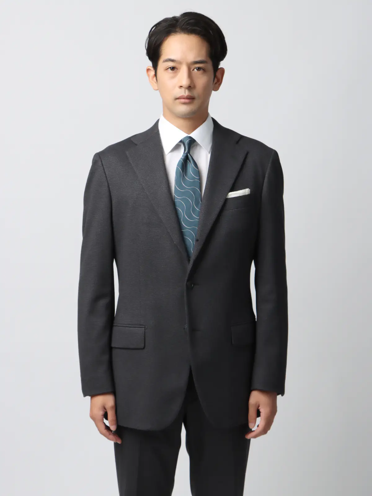 伸びるスーツ~Jersey~/ウォッシャブル/ストレッチ/3つボタン/ハウンドトゥース/TR27 グレー 体型(DROP):スリム 8DROP(YA体),身長:160cm