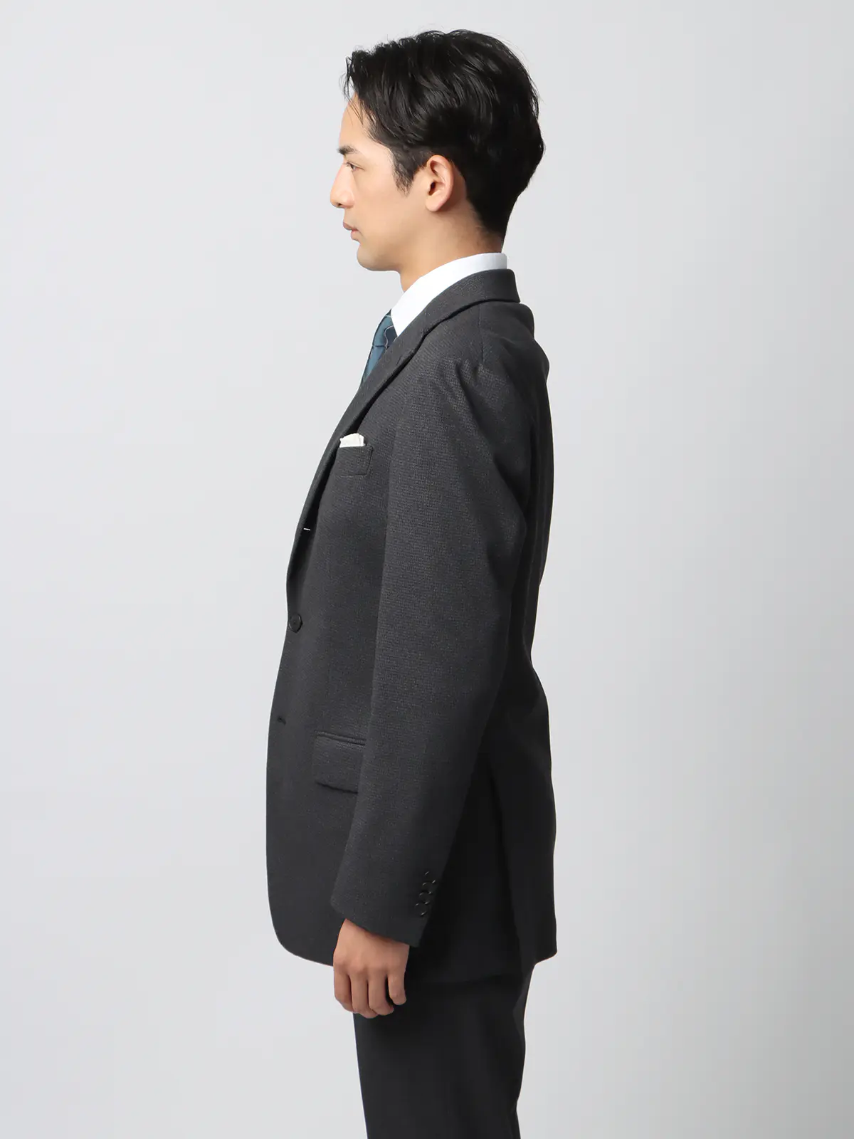 伸びるスーツ~Jersey~/ウォッシャブル/ストレッチ/3つボタン/ハウンドトゥース/TR27 グレー 体型(DROP):スリム 8DROP(YA体),身長:160cm