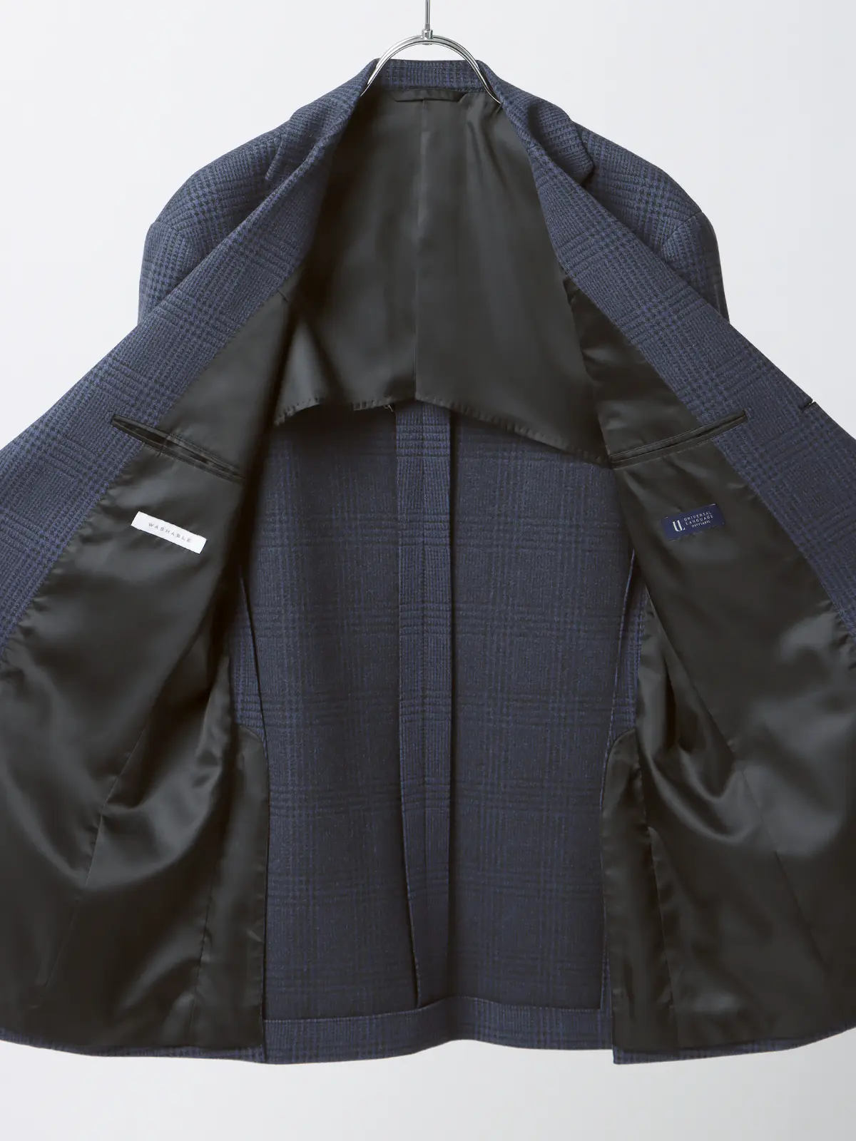 伸びるスーツ~Jersey~/ウォッシャブル/ストレッチ/3つボタン/グレンチェック/TR27 ブルー 体型(DROP):スリム 8DROP(YA体),身長:160cm