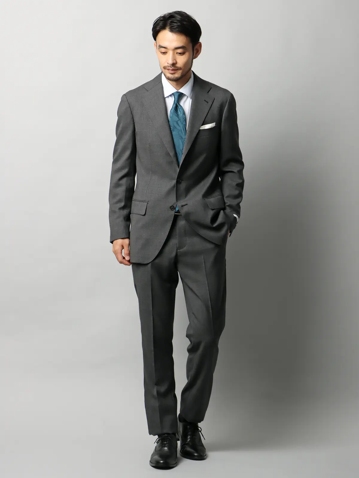 スーツ/3つボタン/Loro Piana/ ZELANDER/グレンチェック/TR27 チャコール 体型(DROP):普通 6DROP(A体),身長:175cm