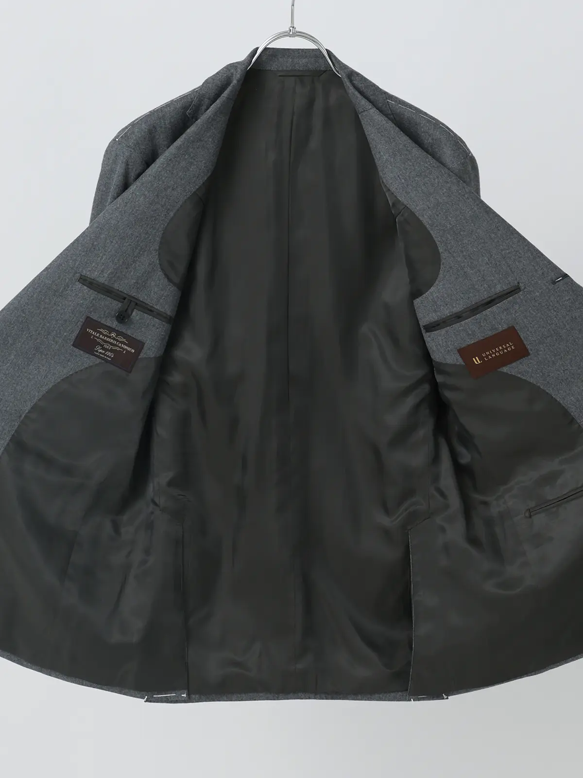 スーツ／3つボタン／CANONICO／SUPER120's FLANNEL／無地／TR27 グレー 体型（DROP):普通　6DROP(A体),身長:165cm
