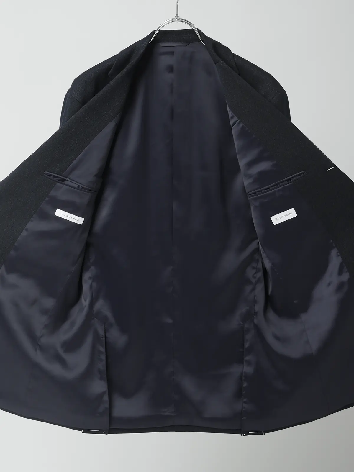"超"伸びる最高スーツ／ウォッシャブル／ストレッチ／3つボタン／無地／TR27 ネイビー 体型（DROP):ややがっしり　4DROP(AB体),身長:185cm