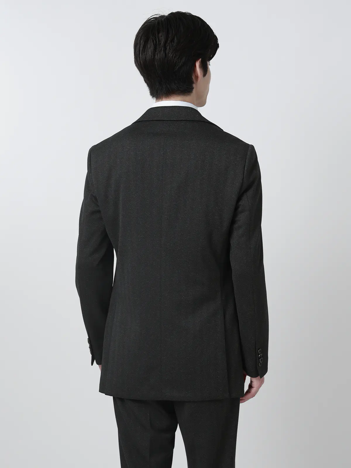 伸びるスーツ~Jersey~/ウォッシャブル/ストレッチ/3つボタン/ヘリンボーン/TR27 グレー 体型(DROP):がっしり 2DROP(BE体),身長:180cm