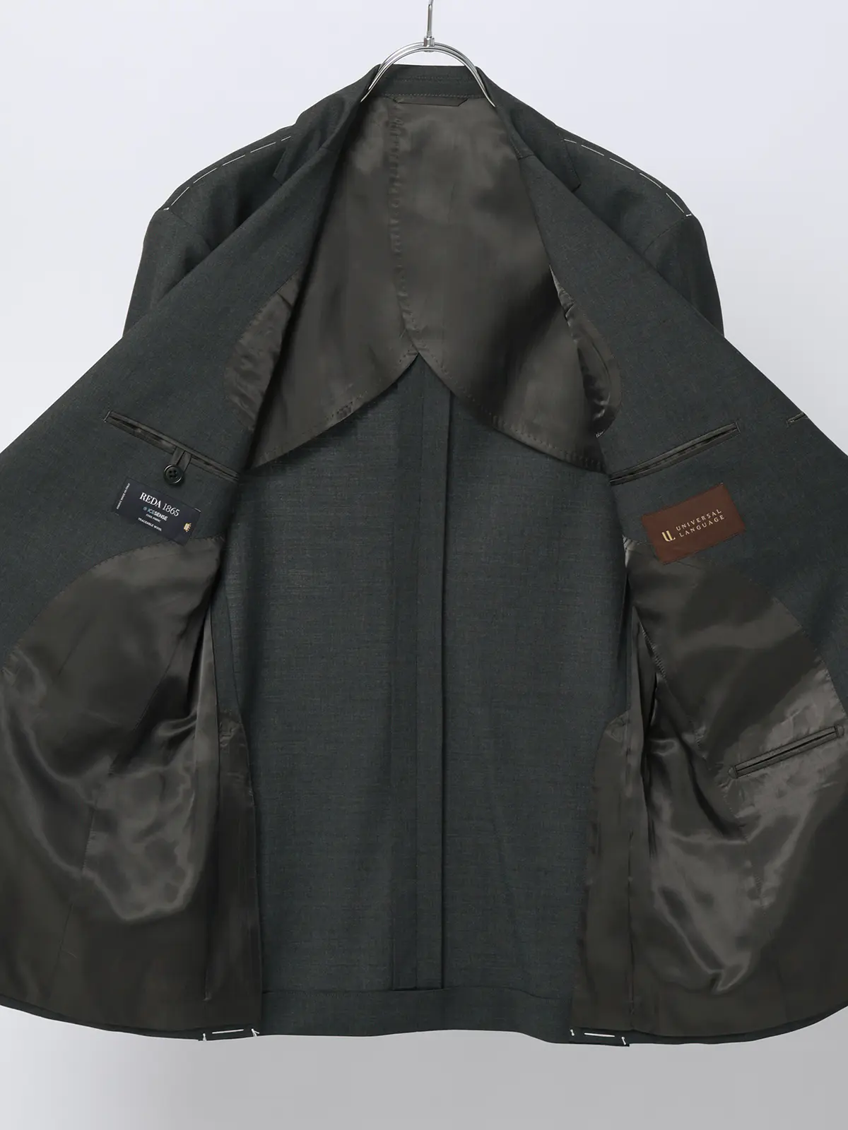 スーツ／3つボタン／REDA／ICE SENSE／無地／TR27 グリーン 体型（DROP):スリム　8DROP(YA体),身長:165cm