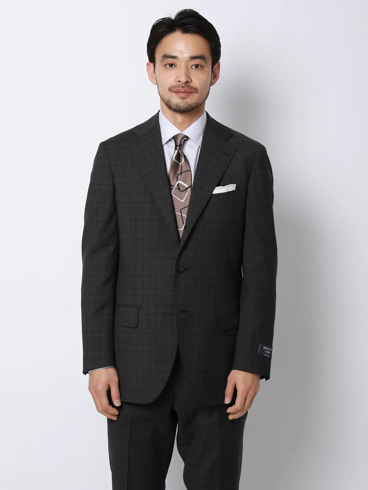 スーツ／3つボタン／REDA／ICE SENSE／グレンチェック／TR27 グレー 体型（DROP):普通　6DROP(A体),身長:165cm