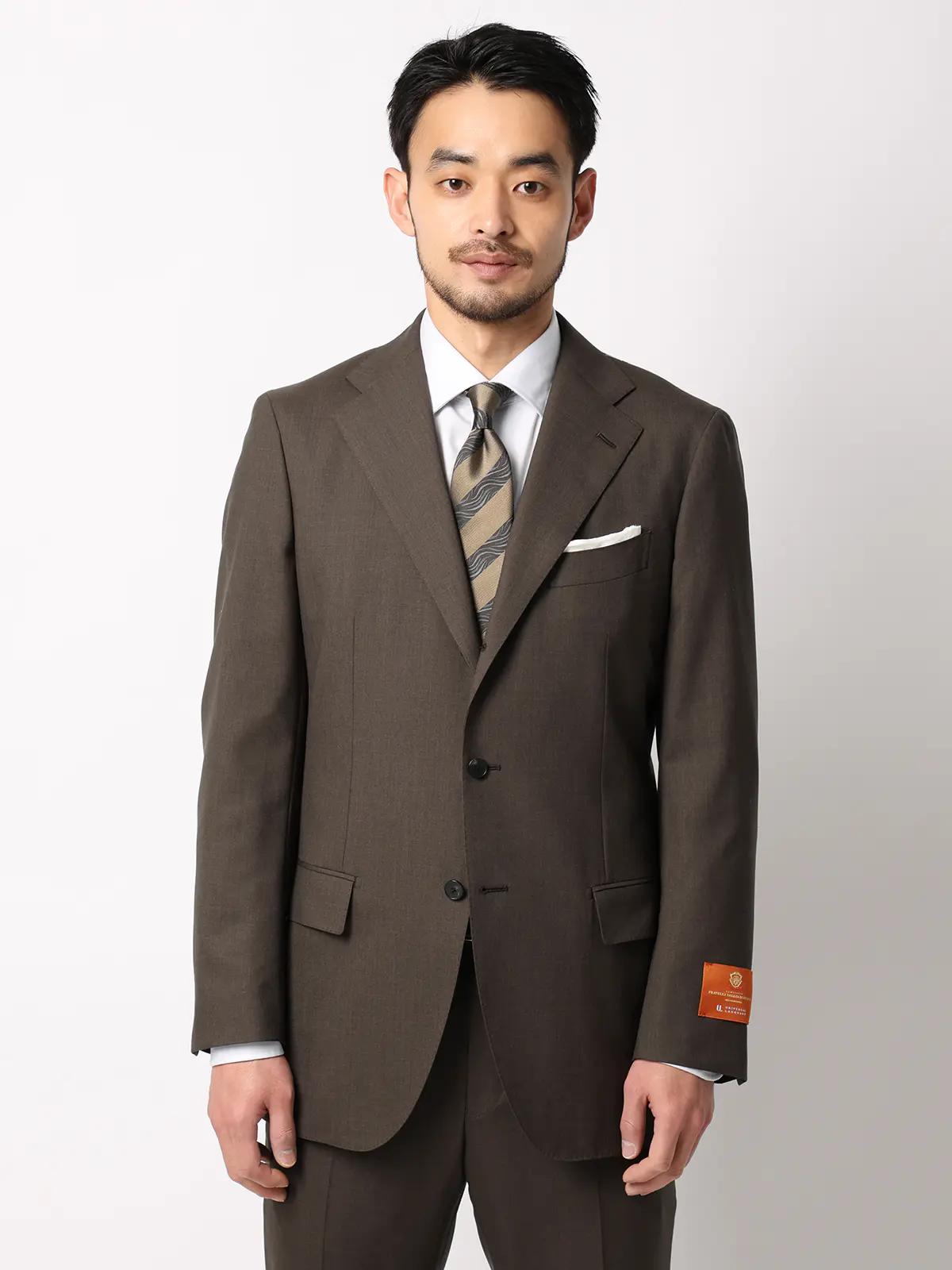 スーツ/3つボタン/TALLIA DI DELFINO/SUPER120'sウールトロピカル/無地/TR27 ブラウン 体型(DROP):スリム 8DROP(YA体),身長:170cm