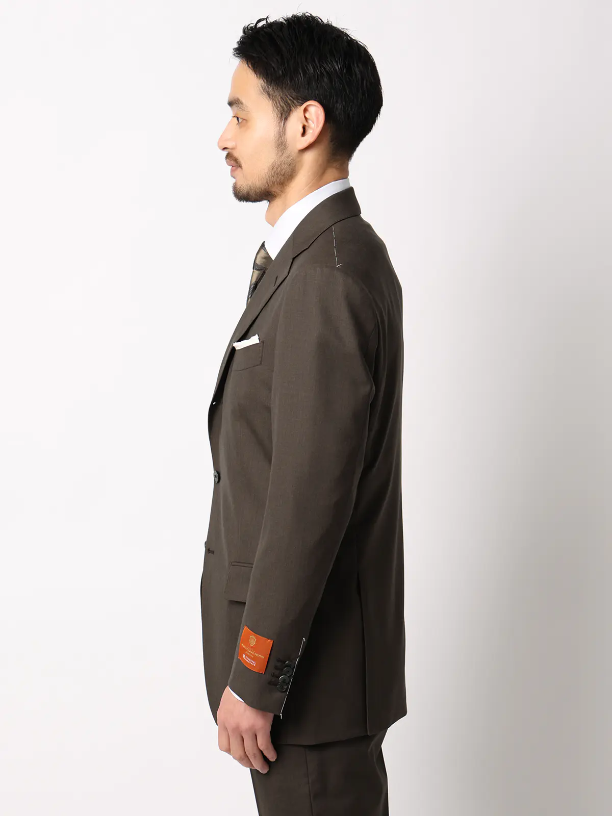 スーツ/3つボタン/TALLIA DI DELFINO/SUPER120'sウールトロピカル/無地/TR27 ブラウン 体型(DROP):スリム 8DROP(YA体),身長:170cm