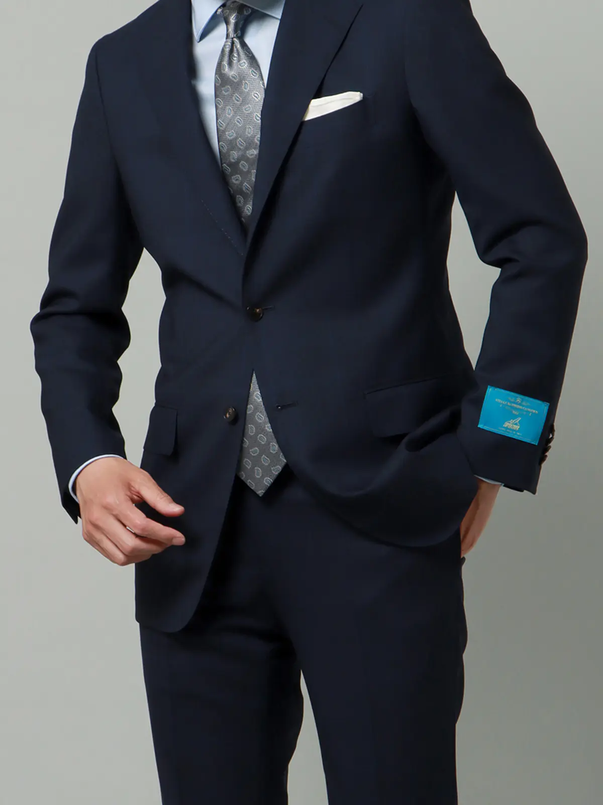 WEB限定／スーツ／3つボタン／CANONICO／SUPERSONIC／グレンチェック／TR24 ネイビー 体型（DROP):スリム　8DROP(YA体),身長:160cm