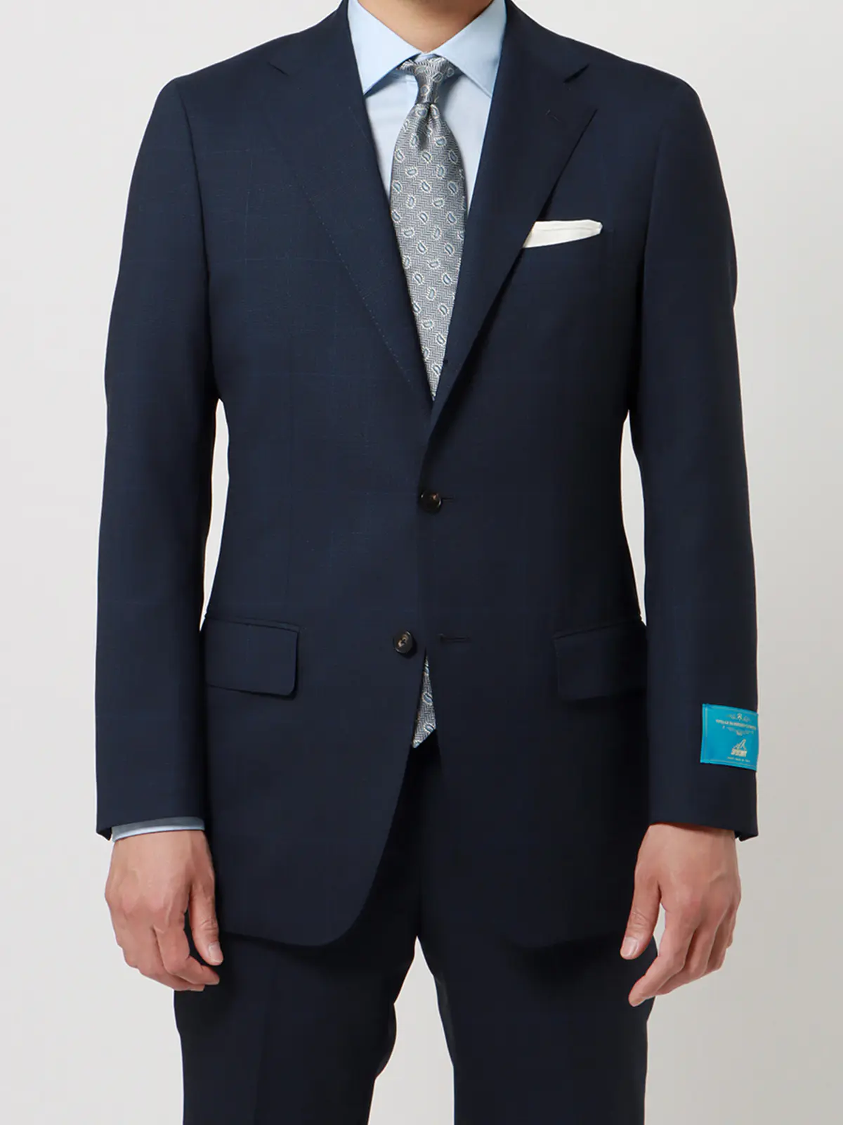 WEB限定／スーツ／3つボタン／CANONICO／SUPERSONIC／グレンチェック／TR24 ネイビー 体型（DROP):スリム　8DROP(YA体),身長:160cm