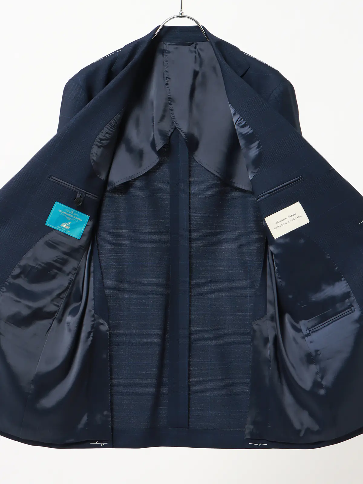 WEB限定／スーツ／3つボタン／CANONICO／SUPERSONIC／グレンチェック／TR24 ネイビー 体型（DROP):スリム　8DROP(YA体),身長:160cm