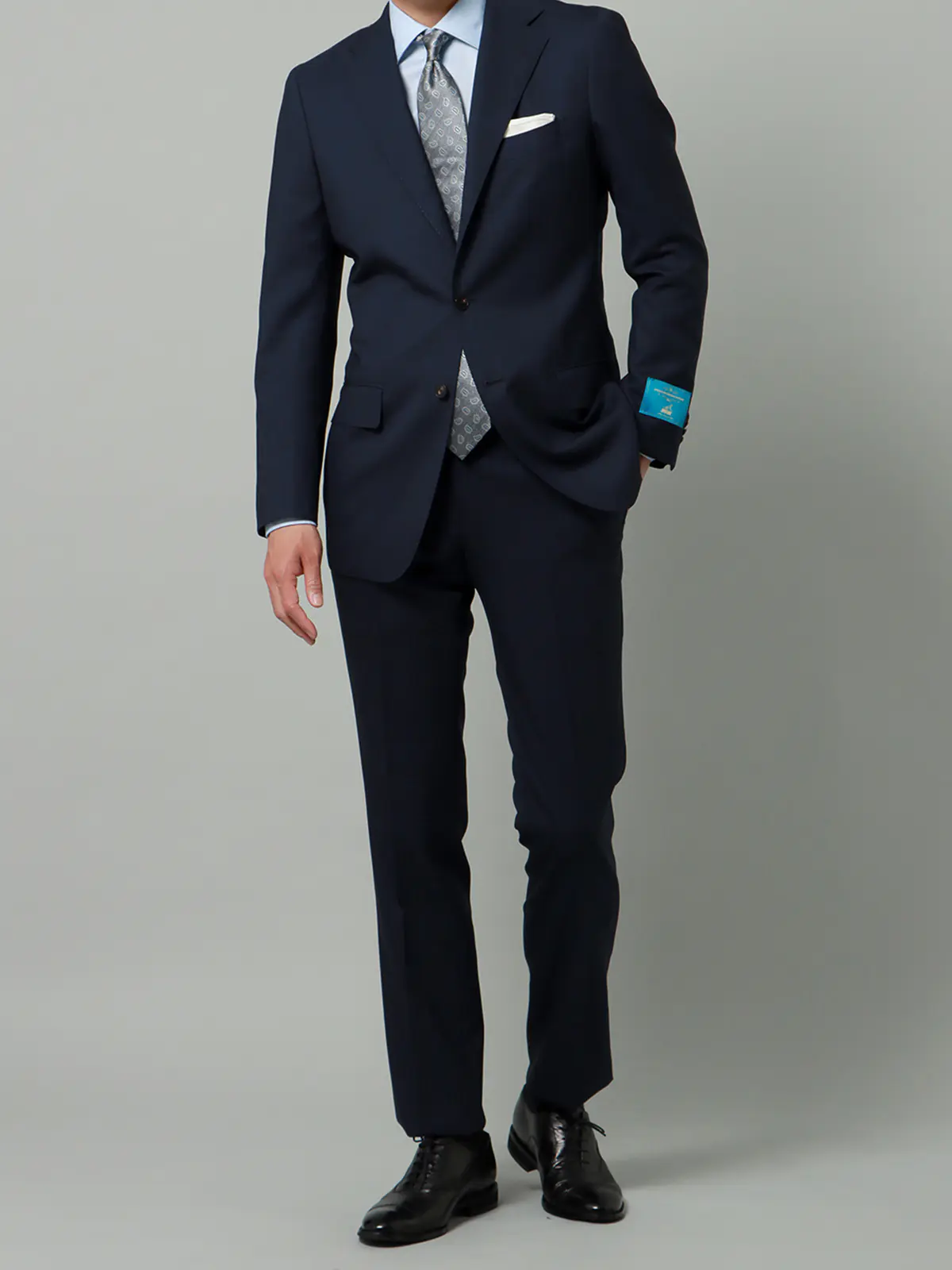 WEB限定／スーツ／3つボタン／CANONICO／SUPERSONIC／グレンチェック／TR24 ネイビー 体型（DROP):スリム　8DROP(YA体),身長:160cm